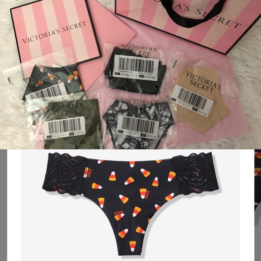 Victoria Secret Pink Candy Corn, PLUS 4 other Pairs of Panties. Small & Medium